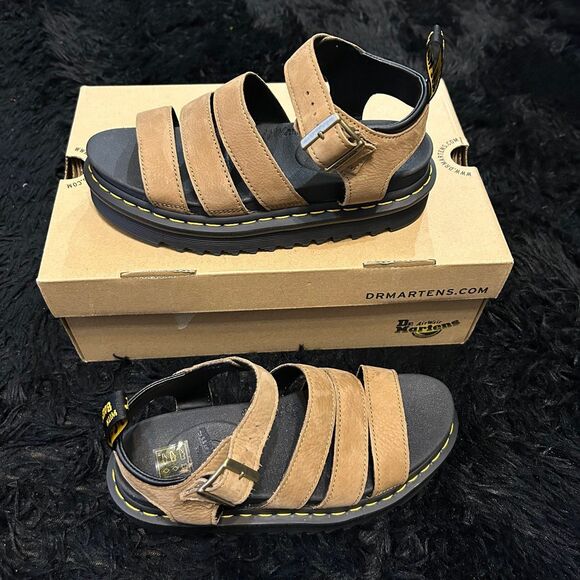 DR MARTENS Blaire brown leather gladiator sandals shoes women’s 7 new - Picture 8 of 8